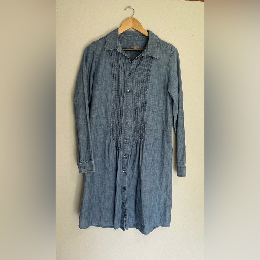 J.Jill Women's Denim Pleated Shirt Dress Size S